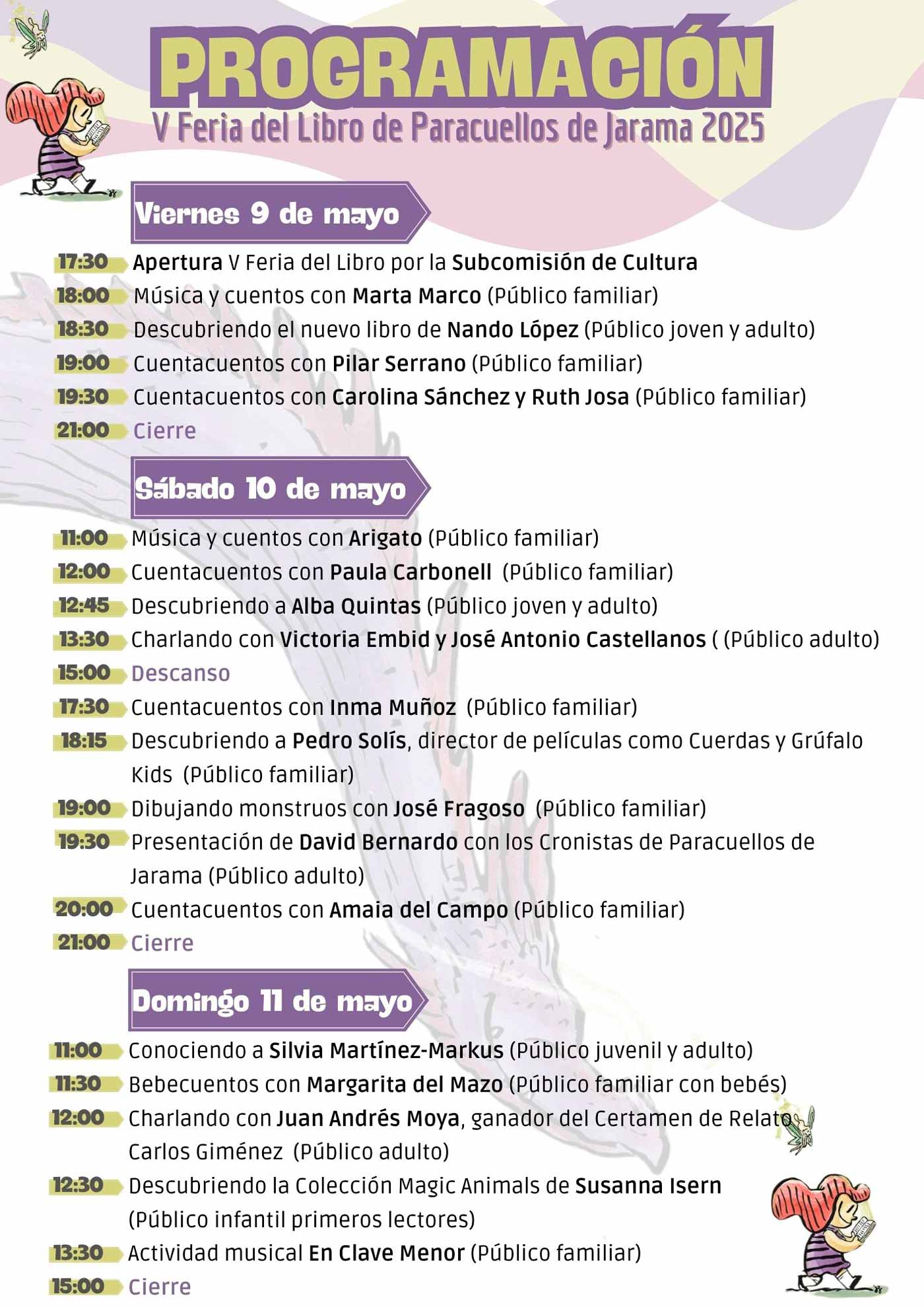 Programación de la V Feria del Libro de Paracuellos de Jarama 2025
